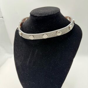 Tory Burch Silver Textured Metallic Wrap Bracelet or Necklace 16”